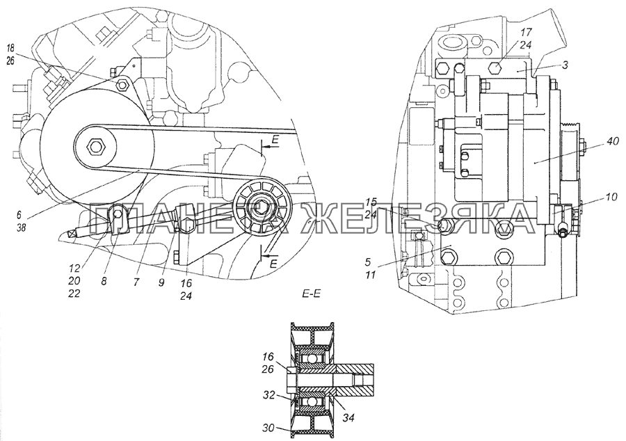 7406.3701002-20 Установка генератора КамАЗ-6522 (Euro-2, 3)